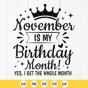 Novembre è il mese del mio compleanno Svg, Compleanno di novembre SVG, Regalo di compleanno, Nato a novembre, Camicia di compleanno Svg, Download istantaneo di file per Cricut