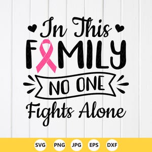 Cancer Awareness SVG: In This Family No One Fights Alone,Cricut Files (Digital Download)
