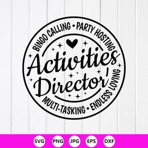 Activities Director SVG: Appreciation Gift, Team Shirt, Cut files for Cricut (Digital Download)