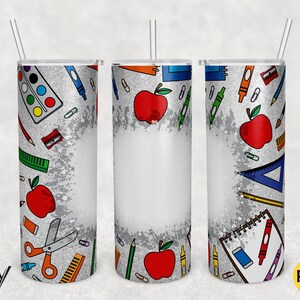 20oz Skinny Tumbler Teacher Back To School Wrap Sublimation Design, Teacher Tumbler Wrap, Teacher Gift, School , PNG File Digital Download