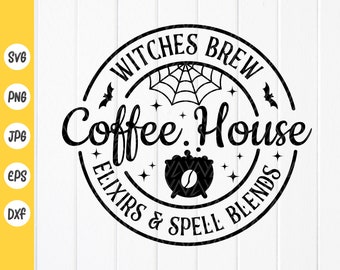 Witches Brew Coffee House SVG, Funny Witch Halloween svg, Halloween Coffee sign SVG, Witches Brew svg, Fichiers de téléchargement instantané pour Cricut