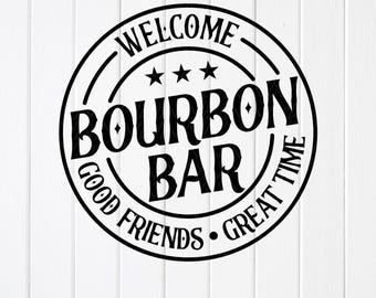 Bourbon Bar Sign SVG PNG: Vintage Bar Poster, Cut files for Cricut (Digital Download)