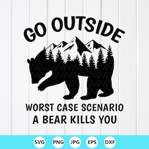 面白いハイキングSVG PNG：キャンプギフト、最悪のシナリオ：クマに殺される（デジタルダウンロード）