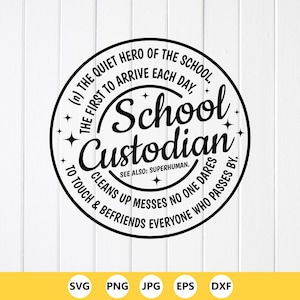 Definición de conserje escolar SVG PNG: Regalo para personal de limpieza, archivo Cricut (descarga digital)