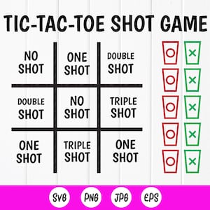 Tic Tac Toe Shot Game svg, Drinking Game SVG, Tic Tac Toe Board SVG, Party favor svg, xoxo tic tac toe svg, Instant Download bestanden voor Cricut