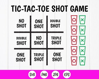 Tic Tac Toe Shot Game SVG: Tabellone per giochi alcolici, file Cricut (download digitale)