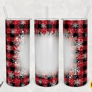20oz Skinny Tumbler Christmas Glitter Buffalo Red Plaid Wrap png Sublimation Design, Buffalo Plaid Tumbler Wrap, PNG File Digital Download