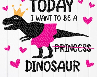 Princess Dinosaur Girl SVG: Kids Dinosaur Cricut Files,Cut files for Cricut,Sublimation Designs (Digital Download)