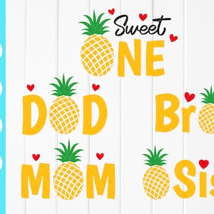 Pineapple Family SVG Bundle: Sweet One Birthday Design,Cricut files (Digital Download)