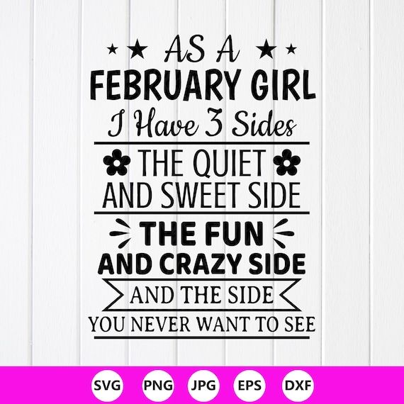 February Girl SVG PNG: Birthday Party Gift, Cricut Files, PNG for sublimation (Digital Download)
