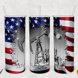 Oilfield American Flag 20oz Tumbler Wrap (PNG Digital Download)
