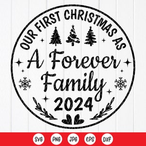 Svg 2024 de notre premier Noël en tant que famille pour toujours, cadeau nouveau parent, décoration de pendaison de crémaillère, décoration de Noël, fichier à téléchargement immédiat pour Cricut