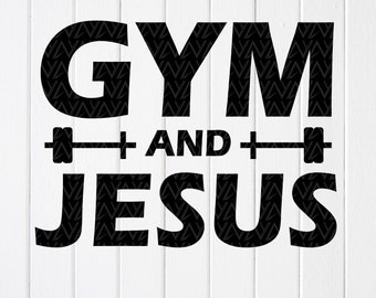 Gimnasio y Jesús Svg: Diseño de entrenamiento cristiano, archivos de corte para Cricut, diseños de sublimación (descarga digital)