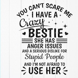No puedes asustarme, tengo una mejor amiga loca SVG, mejor amiga svg, regalo de compañero de trabajo svg, mejor amiga divertida svg, bff svg, archivos de descarga instantánea para Cricut