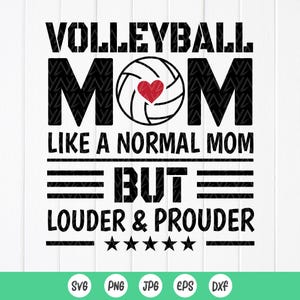 Mãe do Vôlei: como uma mãe normal, mas mais barulhenta e orgulhosa SVG, Mãe do Vôlei SVG, Dia do Jogo de Vôlei SVG, Arquivos para download instantâneo para Cricut