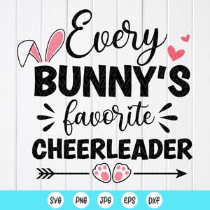 Jeder Hase's Lieblings-Cheerleader SVG PNG, Cheerleader Ostergeschenk, Cheerleader Bunny Schneidedatei, Cheerleader Bunny Schneidedatei, Instant Download-Dateien für Cricut