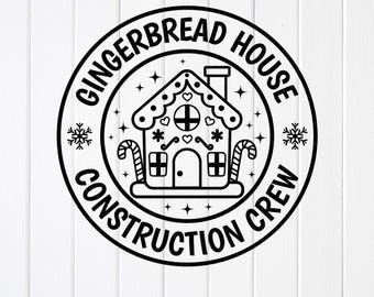 Gingerbread House Construction Crew SVG: teken kerstshirt, gesneden bestanden voor Cricut (digitale download)