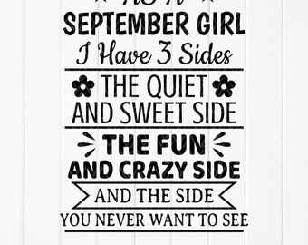 September Girl SVG: Birthday Party Cricut Files,Cut files for Cricut, Sublimation Designs (Digital Download)