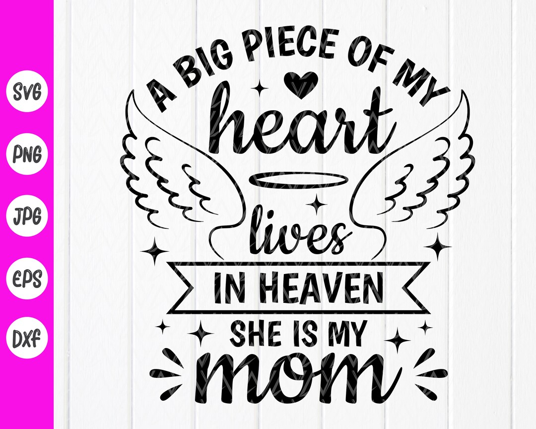 A Big Piece of My Heart Lives in Heaven She is My Mom Svg, Memorial SVG