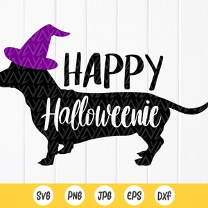 Happy Halloweenie SVG, Funny Dachshund Witch SVG, Halloween Dachshund Dog SVG, Dachshund Lovers svg, Instant Download files for Cricut