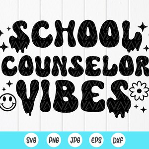 School Counselor Vibes SVG: Groovy Retro DesignBack To School,Cut files for Cricut,Sublimation Designs(Digital Download)