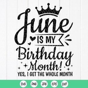 Giugno è il mese del mio compleanno Svg, Compleanno di giugno SVG, Regalo festa di compleanno, Nato a giugno Svg, Camicia di compleanno Svg, Download istantaneo file per Cricut