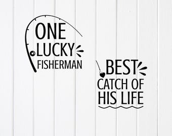 Lucky Fisherman SVG PNG: Matching Couple Fishing Shirts,Cricut Files (Digital Download)