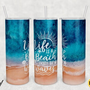 20oz Skinny Tumbler Beach Summer PNG Sublimation Designs, Life is a Beach wrap,Beach tumbler png,Beach Sublimation,PNG File Digital Download