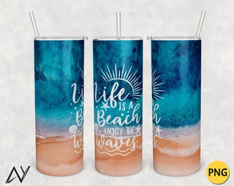 20oz Skinny Tumbler Beach Summer PNG Sublimation Designs, Life is a Beach wrap,Beach tumbler png,Beach Sublimation,PNG File Digital Download