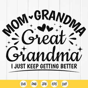 Overgrootmoeder SVG, oma cadeau SVG, oma shirt SVG, Moederdag SVG, moeder shirt SVG, cadeau voor moeder SVG, Instant Download bestanden voor Cricut