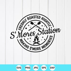S'mores Station SVG: Design del cartello del campeggio, file Cricut, disegni a sublimazione (download digitale)