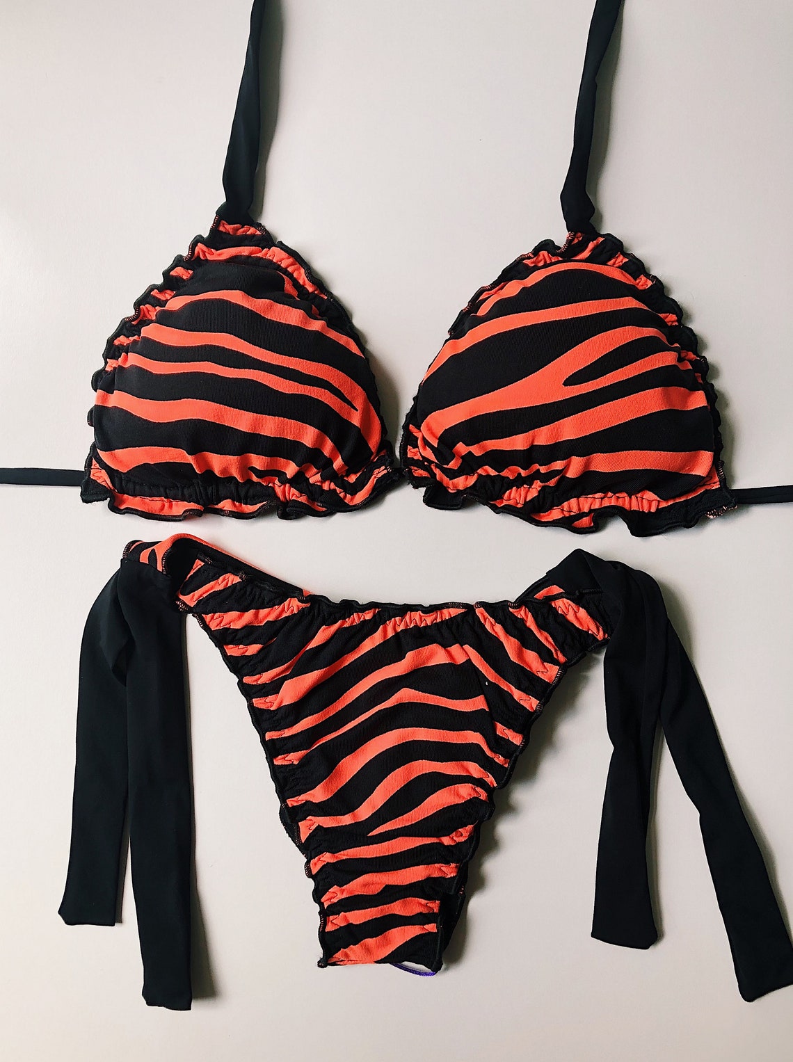Orange/black Zebra Bikini Set Orange Animal Print Bikini Set Etsy