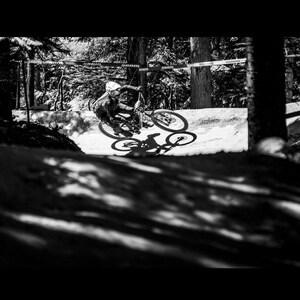 Downhill Mountain Bike Racing - Black and White Mountain Bike Wall Art Print on Lustre Paper - Mountain Bike Art