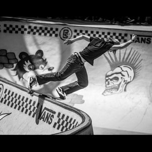 Skateboard Art - Karl Berglind - Skateboarding Art - Skateboard Print Featuring Karl Berglind Skating At A Skatepark in Black And White