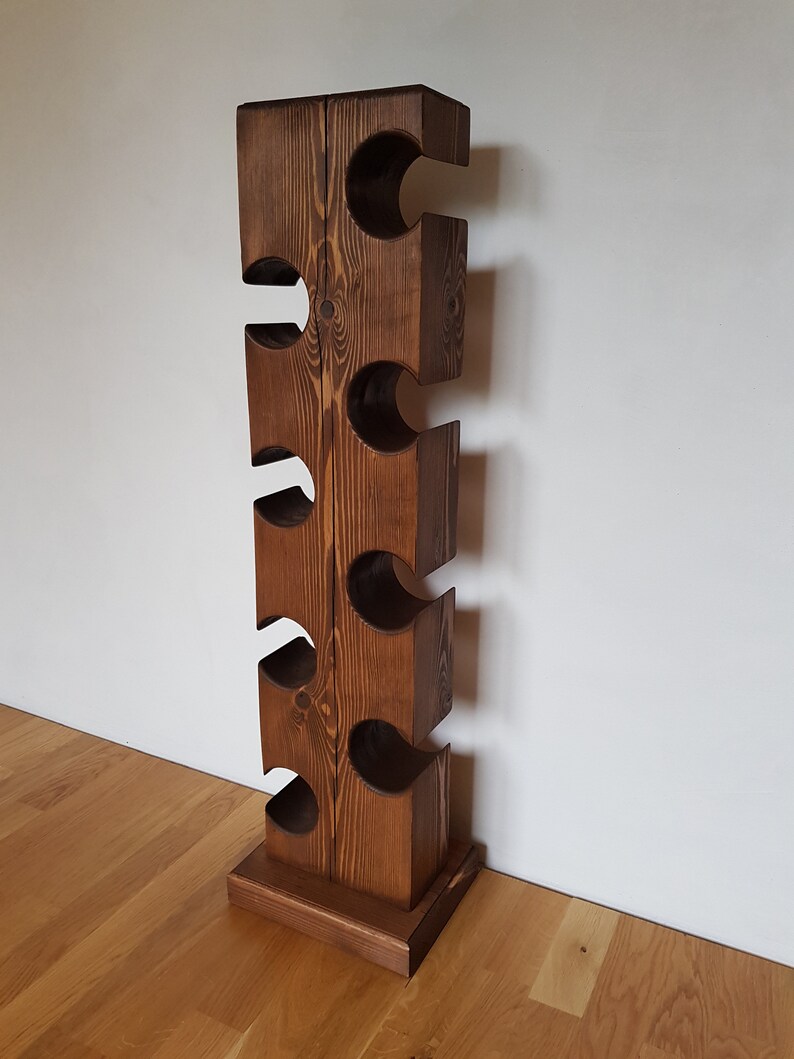Free standing vertical wine rack for 8 bottles Wooden wine Etsy