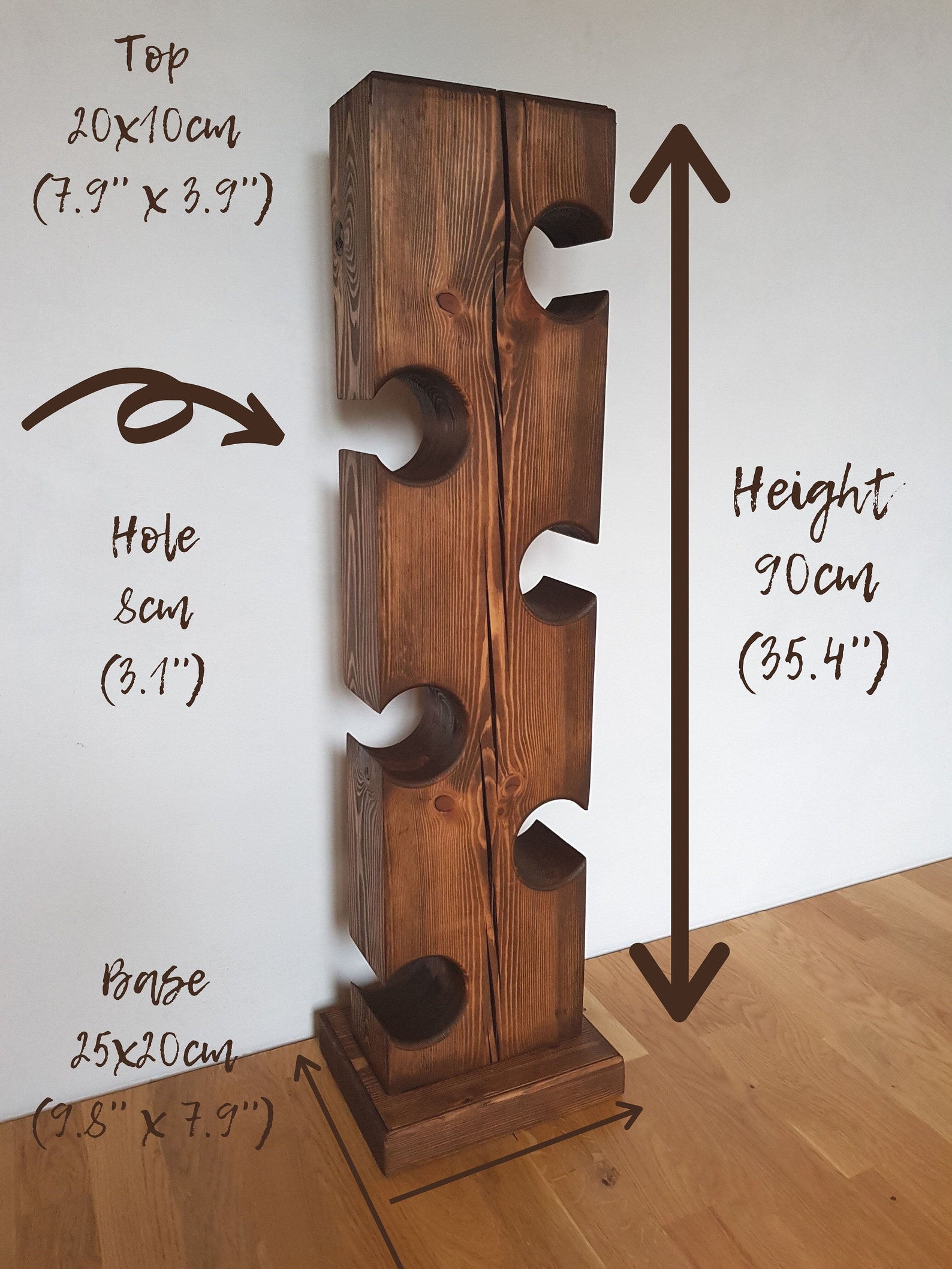 Free Standing Vertical Wine Rack for 6 Bottles Wooden Wine Etsy UK