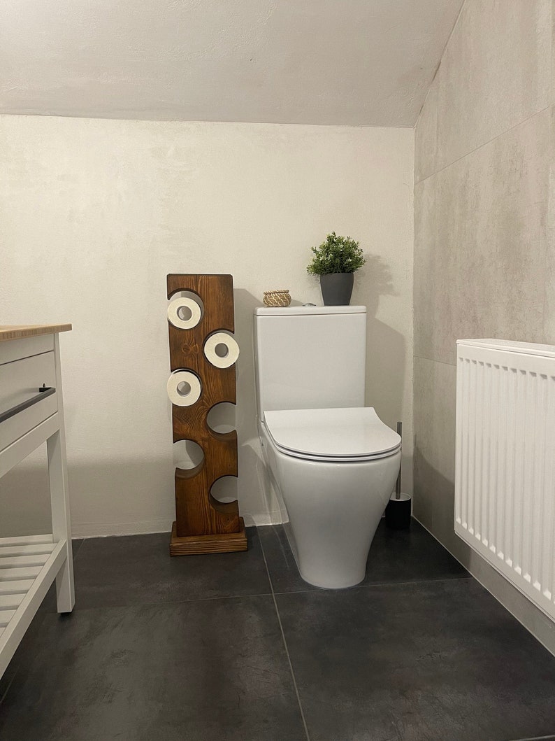 Solid wood toilet roll holder Toilet roll stand Toilet paper Etsy