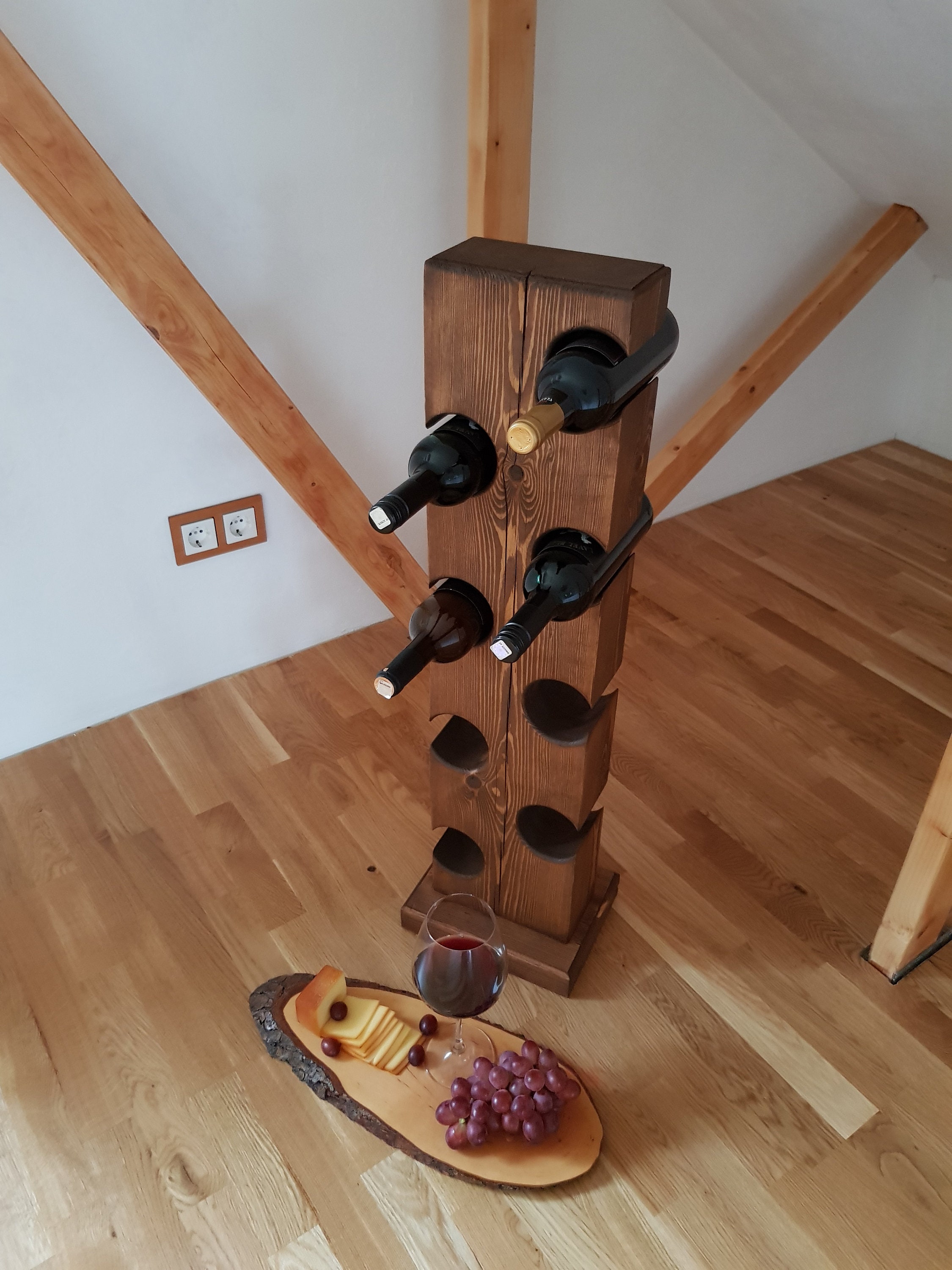 Free Standing Vertical Wine Rack for 8 Bottles Wooden Wine Etsy UK