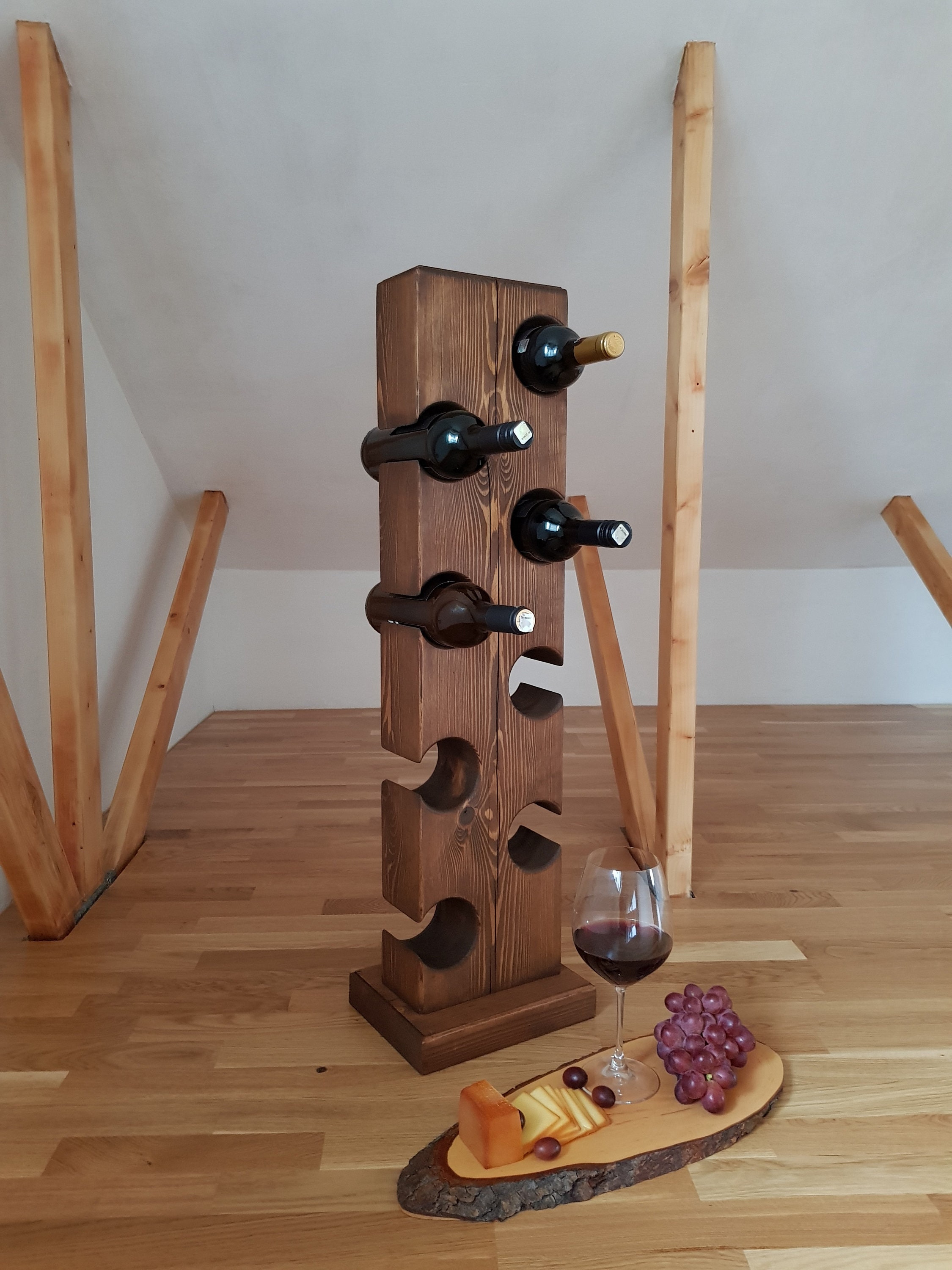 Free Standing Vertical Wine Rack for 8 Bottles Wooden Wine Etsy UK