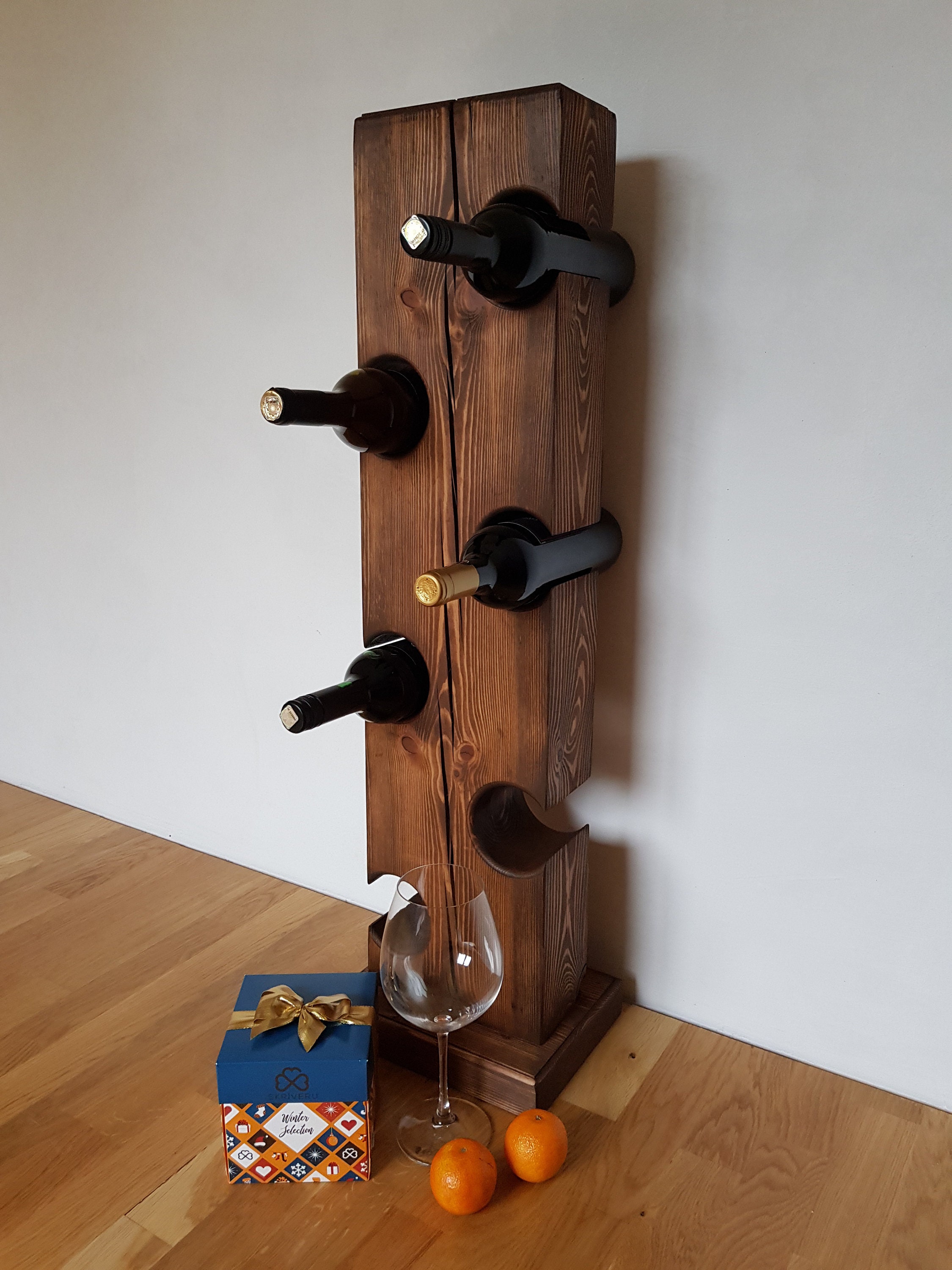Free Standing Vertical Wine Rack for 6 Bottles Wooden Wine Etsy UK