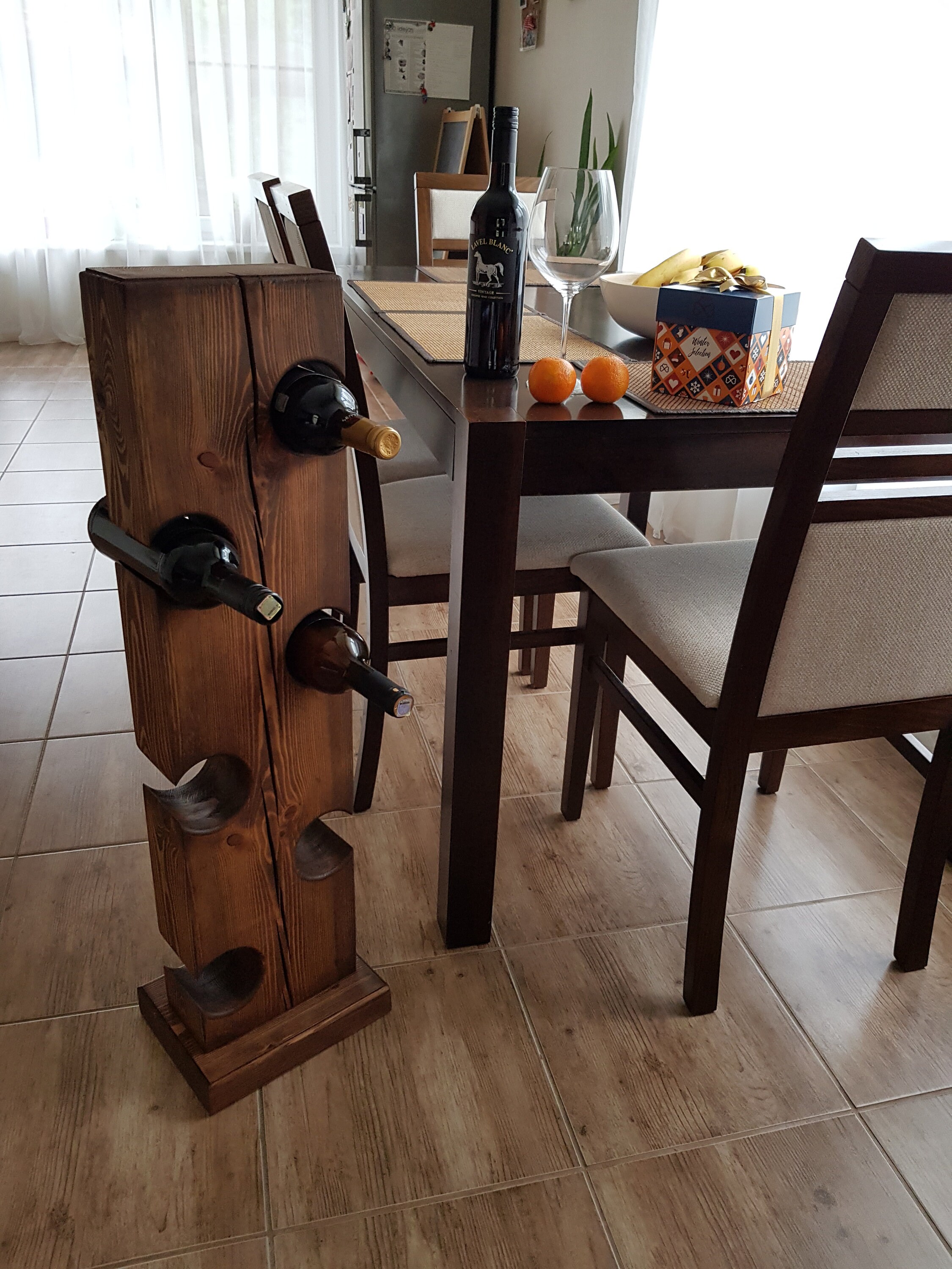 Free Standing Vertical Wine Rack for 6 Bottles Wooden Wine Etsy UK