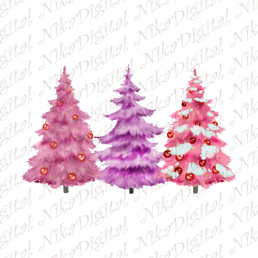 Roze kerstboom PNG kerstbomen png vrolijke kerst zeefdruk Etsy België