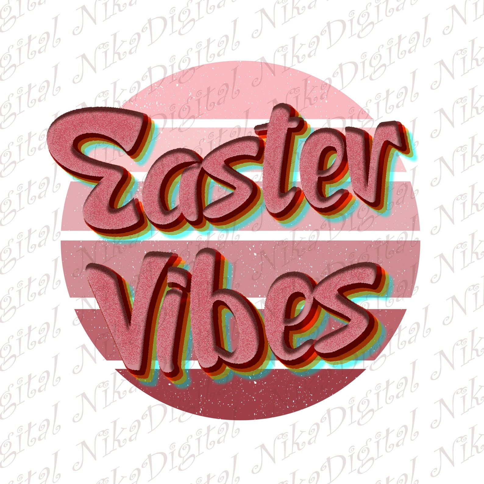 Easter Vibes Retro Circle Png Easter Vibes Sublimation - Etsy