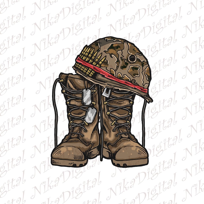 Military Boots With Dog Tags Design Download Combat Boots Etsy