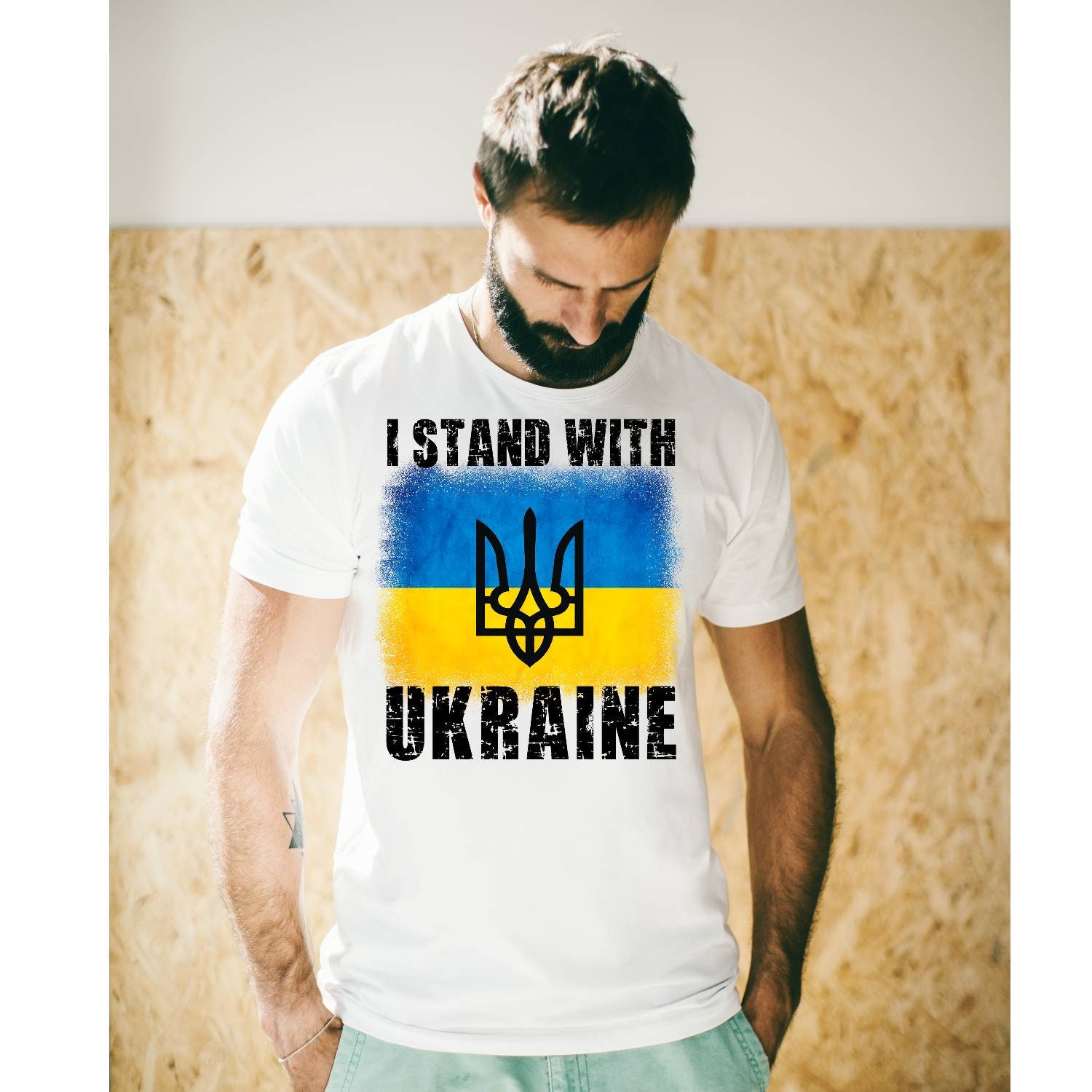 Instant Download Digital File for T-shirt or Mug National Flag and Ornament Resizable Patricotic Illustration Stand with Ukraine
