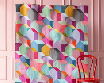 Tilda Solids My Colourful Town Quilt Kit- 57.5*72.5in finished size quilt kit and pattern- optional batting