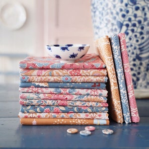 Tilda Windy Days collection Camel/Coral Fabrics by the meter