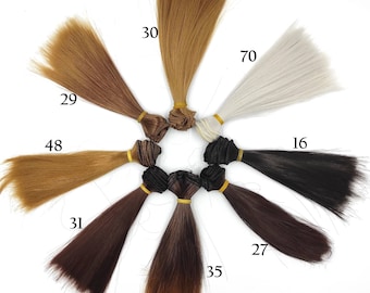 Straight Synthetic doll hair weft to create doll wigs- 15cm length & 100cm width