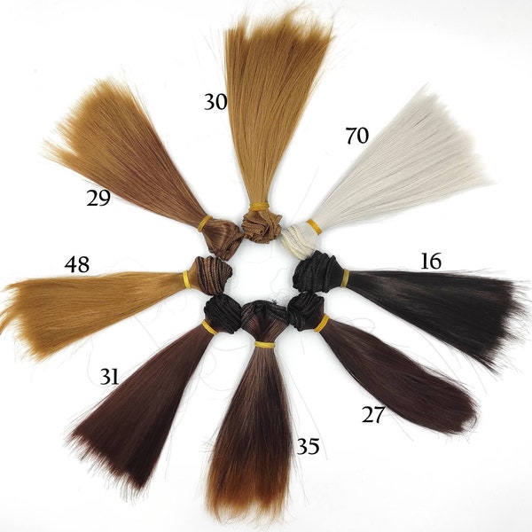 Straight Synthetic doll hair weft to create doll wigs- 15cm length & 100cm width