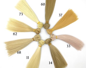 Straight Synthetic doll hair weft to create doll wigs- 15cm length & 100cm width